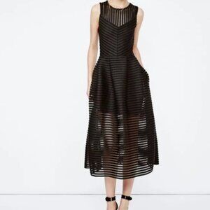 Maje Rire Mesh Stripe Midi Dress S